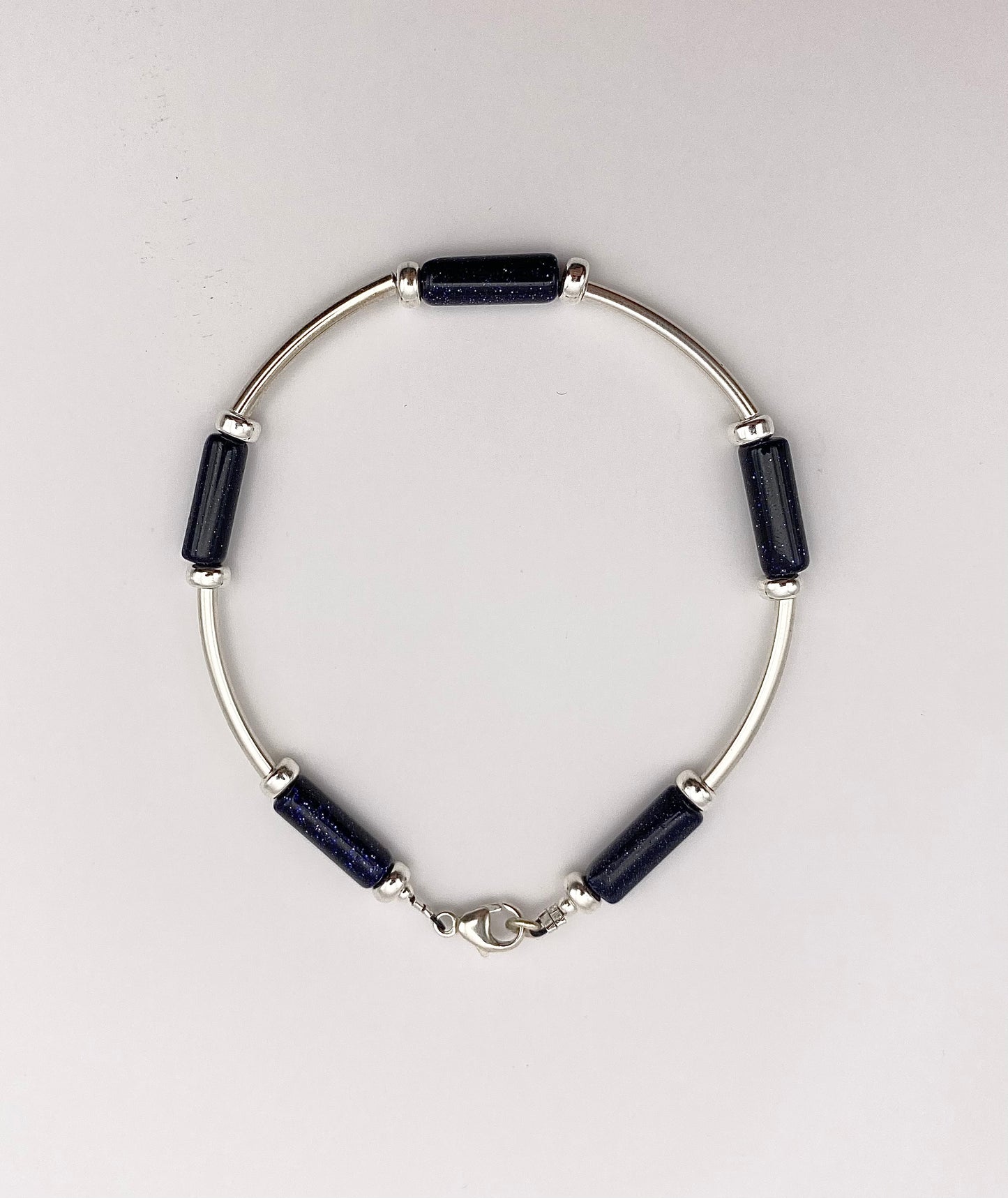Bracelet Golden stone + tubes argent925