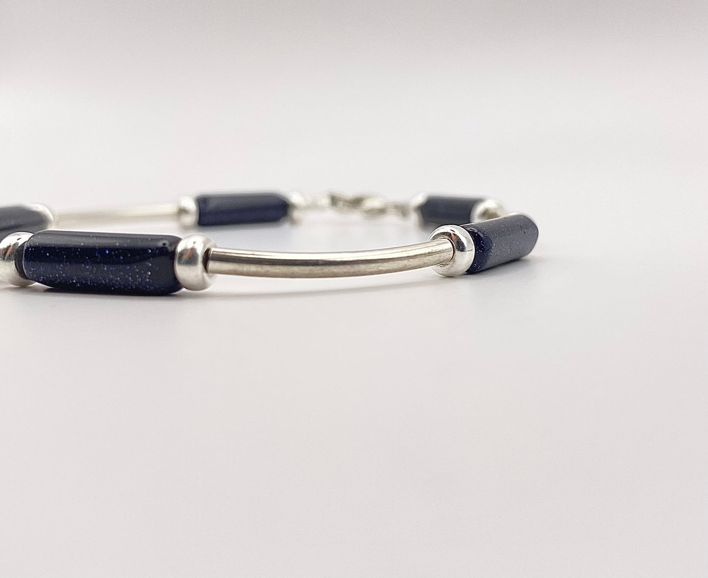 Bracelet Golden stone + tubes argent925