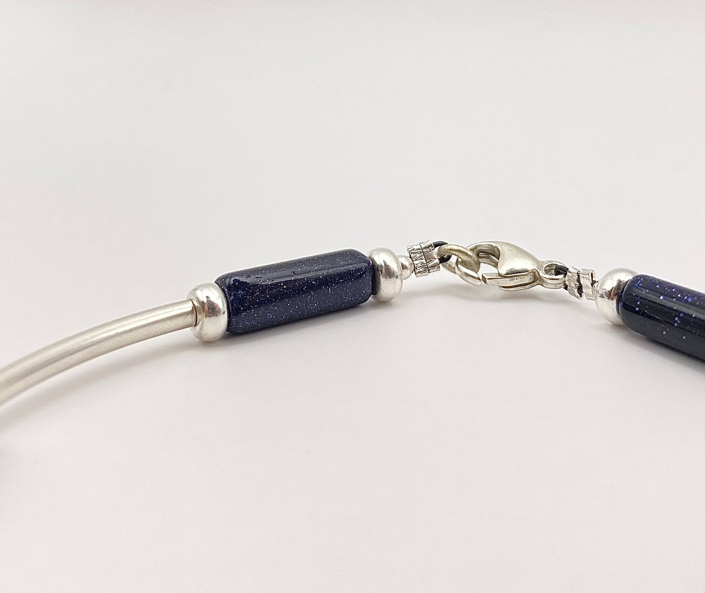 Bracelet Golden stone + tubes argent925