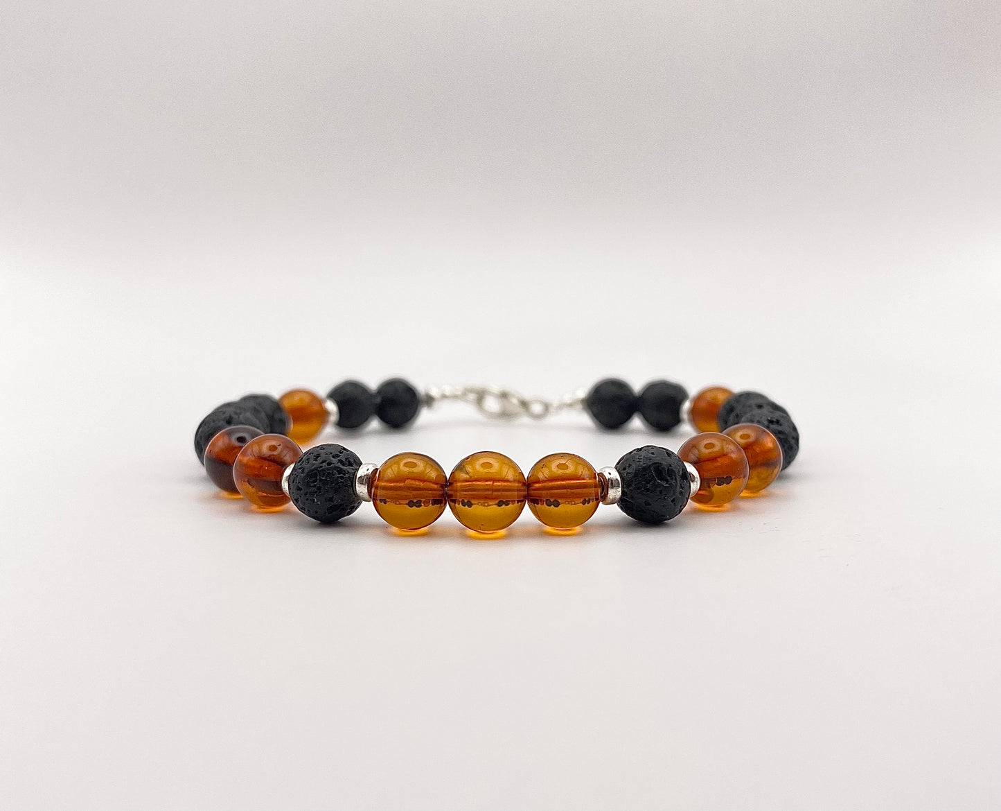 Bracelet Pierre de lave+Ambre