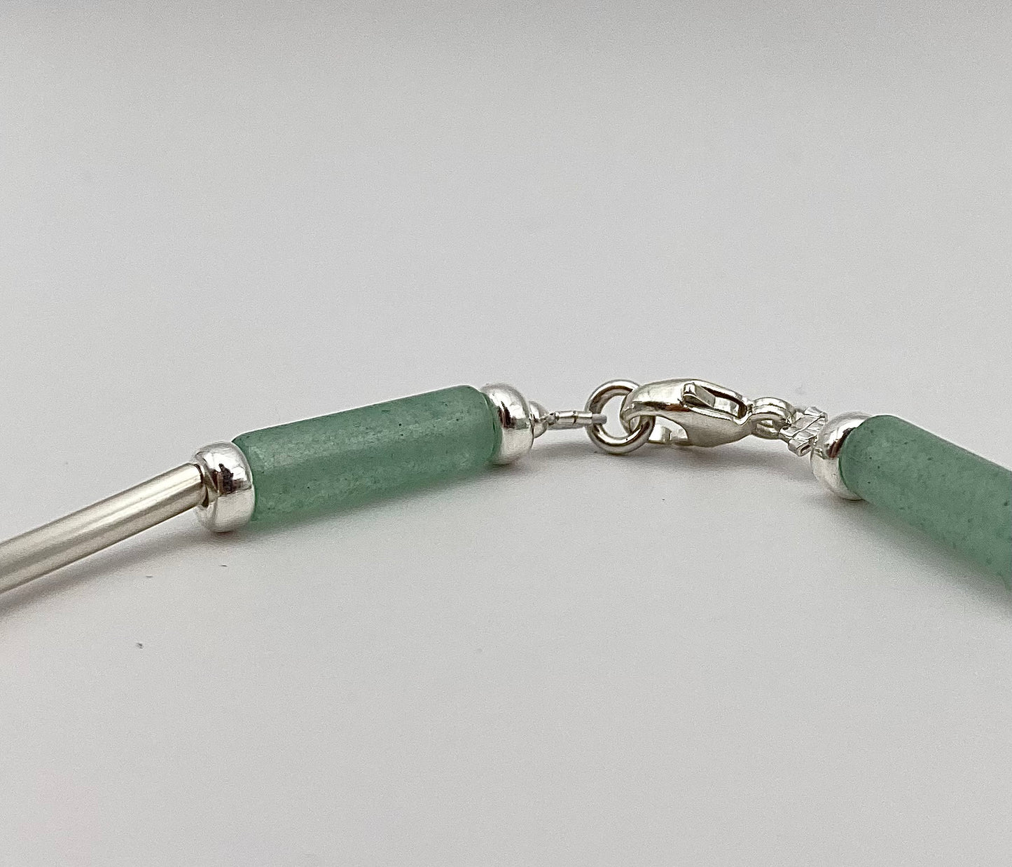 Bracelet aventurine tube + tubes argent 925