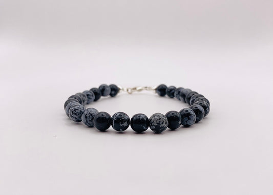 Bracelet Obsidienne flocon de neige