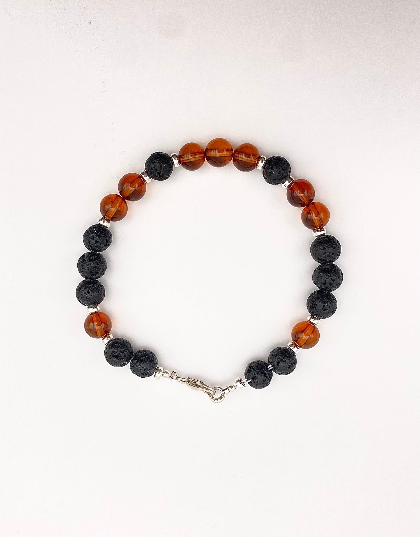 Bracelet Pierre de lave+Ambre